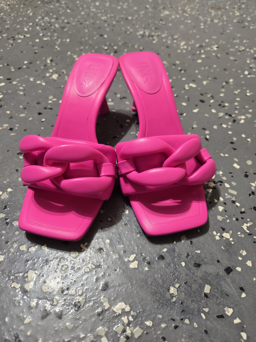 INC International Concepts Hot Pink Chain-Link Slide Mules